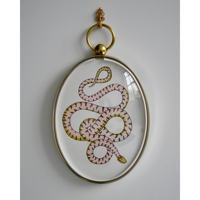 Snake Painting in Vintage Frame For Sale - Image 4 of 5
