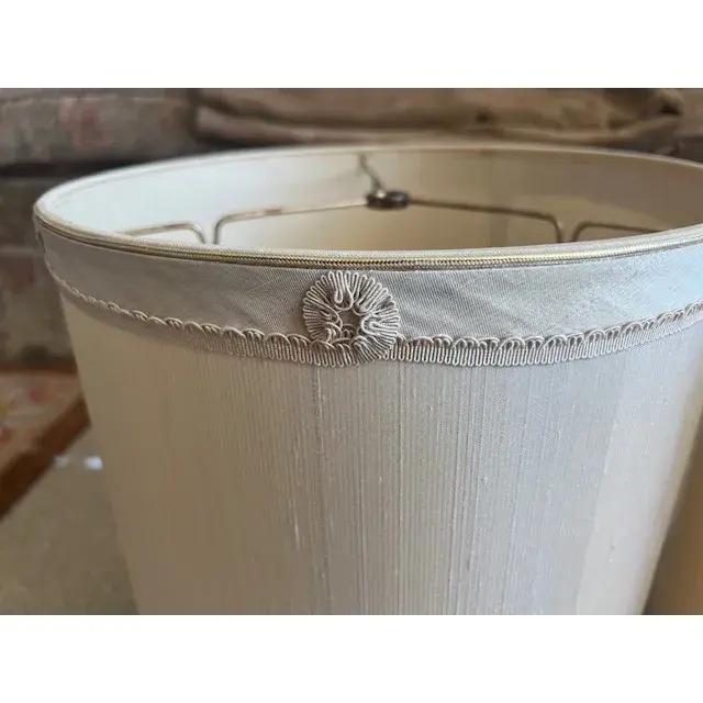Tall Mid-Century Silk Dupioni Drum Lamp Shade For Sale - Image 4 of 9