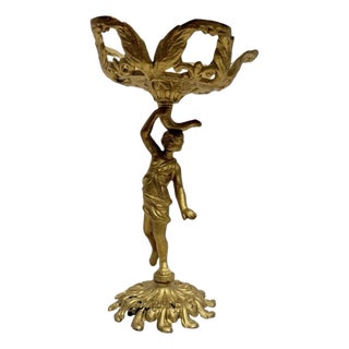 Antique Art Nouveau Cast Iron Art Figural Stand Circa 1900 Jm Foundry Patterns. For Sale