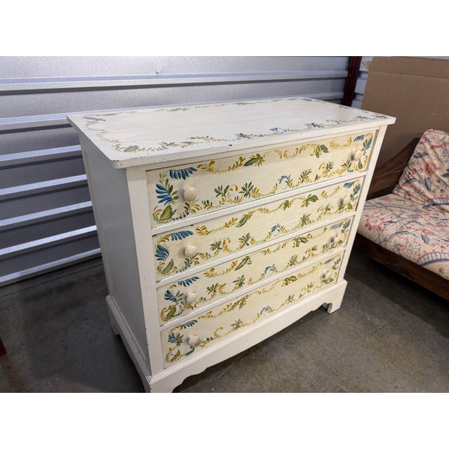 Charming hand painted bedroom set- dresser, washstand and demilune console table. Perfect for a feminine touch to a...