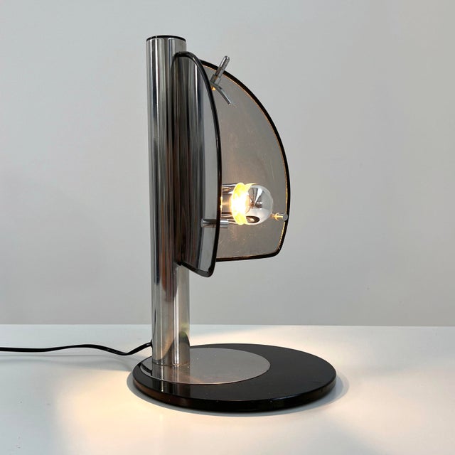 Italian Chromed Table Lamp, 1970s, in Good conditions. Designed 1970 to 1979 European Plug (up to 250V).The wiring of this...