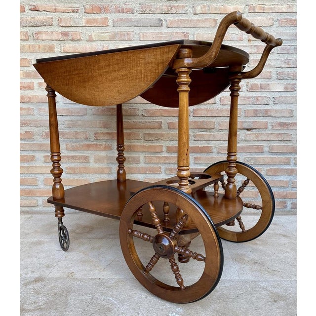 Mid-Century French Wooden Bar Cart Trolley, 1950s For Sale - Image 16 of 18