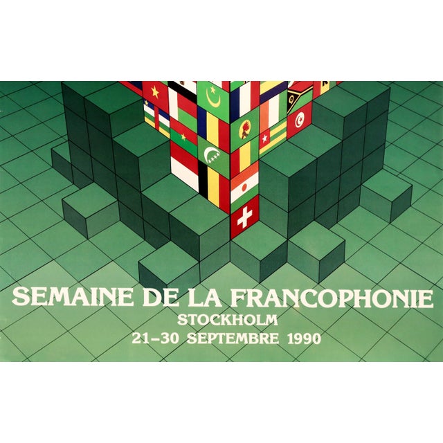 1990 Swedish Poster - Francophonie: Semaine De La Francophonie, Stockholm, 21-30 Septembre 1990 For Sale - Image 4 of 6
