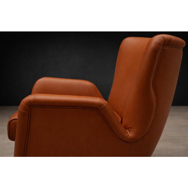 Wood Brazilian Modern Armchair with Ottoman in Hardwood & Leather by Carlo Hauner, Brazil, 1950s - Lot 353 For Sale - Image 7 of 12