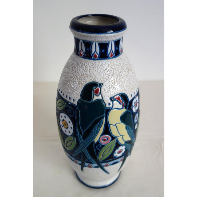 1920s Art Deco Glazed Ceramic Vase with Birds by Amphora, 1920 For Sale - Image 5 of 12
