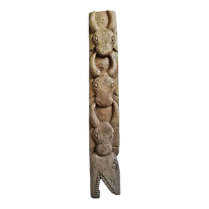 Vintage Old Carved Wood Naga House Post