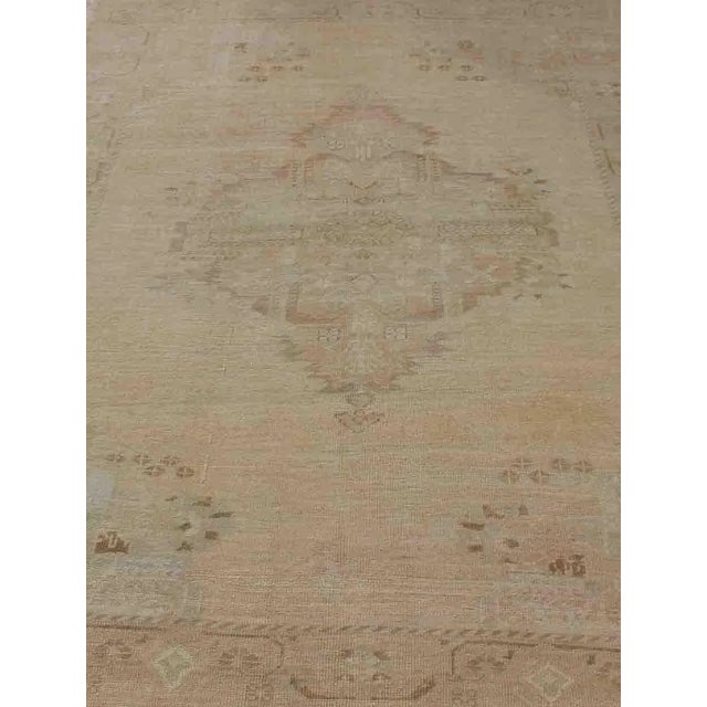 Camel Vintage Turkish Oushak Rug With Faded Sand Field and Pale Brown Medallion For Sale - Image 8 of 12