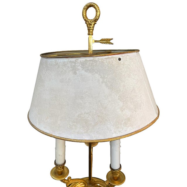 Traditional French Empire-Style Gilt Brass Candelabrum Lamp For Sale - Image 3 of 7