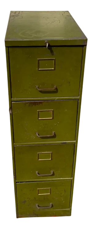 Vintage Military Four-Drawer Metal Locker, 1950s