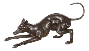 Vintage Lost Wax Cast Bronze Statue of a Greyhound Dog in Position