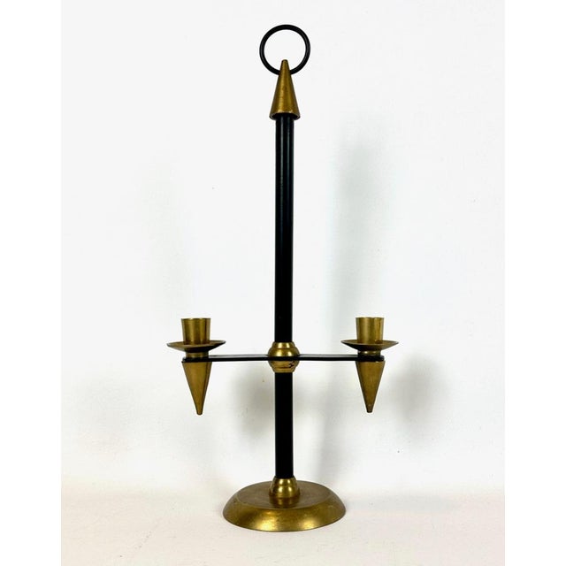 Vintage Brutalist Wrought Iron and Brass Candleholder by Gio Ponti, 1970s For Sale - Image 12 of 12