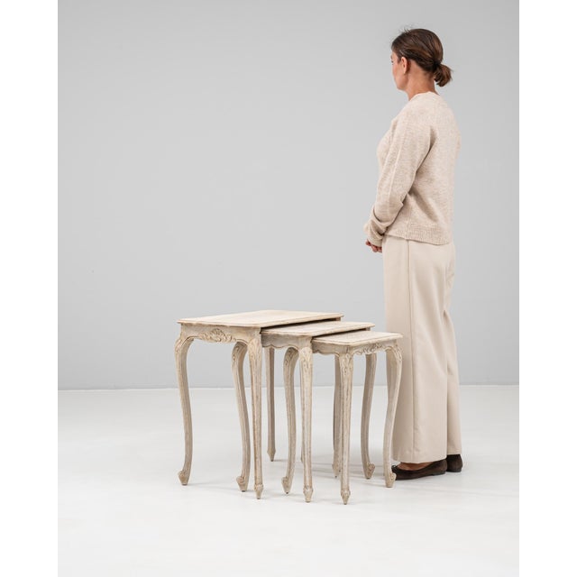 20th Century French Set Of Three Oak Nesting Tables For Sale - Image 9 of 12