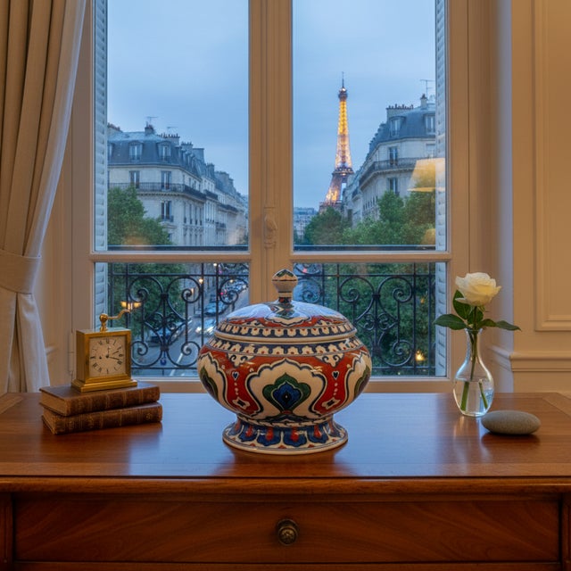 16th Century Musée du Louvre Heritage Collection: 16th Century Iznik Quartz Lidded Bowl Replica – Masterpiece Series (Limited Edition) For Sale - Image 5 of 9