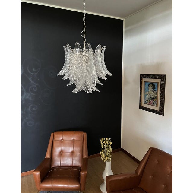Italian Murano Trasparent Felci Glass Chandelier, 1990 For Sale - Image 12 of 18