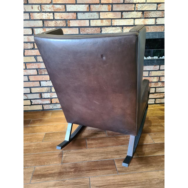 Wood Handcrafted Leather Rocking Chair from BW Bielefelder Werkstätten, Germany, 2010s For Sale - Image 7 of 12