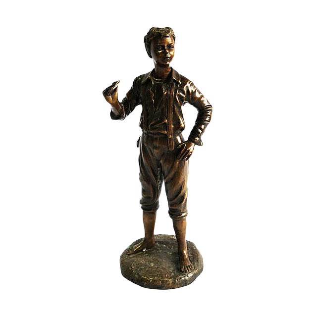 20th Century French Bronze Figure of a Boy For Sale