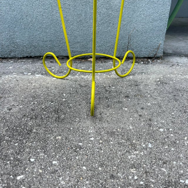 Mid-Century Modern Vintage Citron Yellow Metal Umbrella Stand For Sale - Image 3 of 6