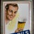 Authentic vintage advertising sign for Mena Pils, Belgium, dated 1954. Dimensions: height 34.5 cm, width 24.5 cm, depth...