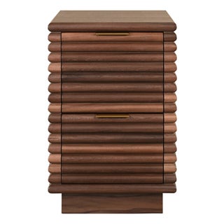 Matthew Izzo Home Nayla Walnut Two Drawer Side Table With Brass Drawer Pulls For Sale