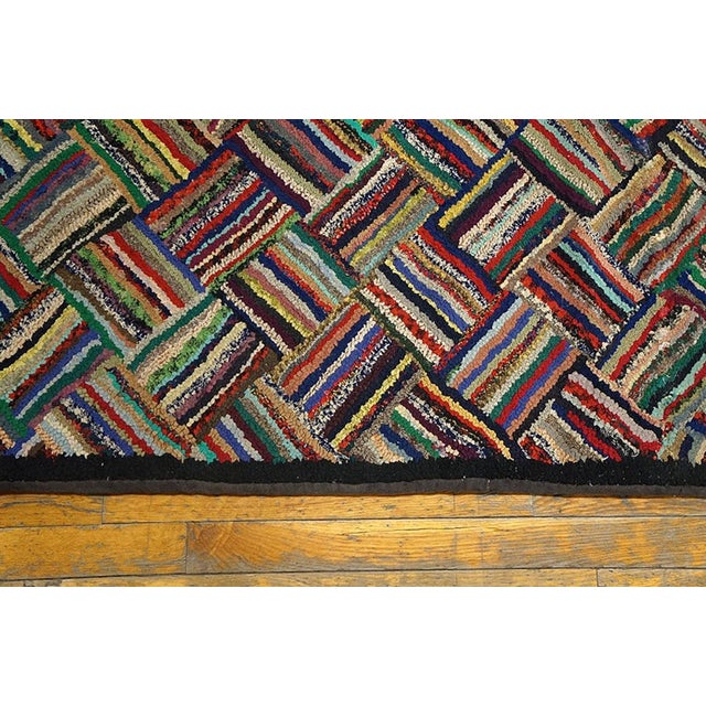 1930s Multicolor Basket Weave Antique American Hooked Rug 2'4" X 17'3" Handknotted Wool Carpet For Sale - Image 11 of 11