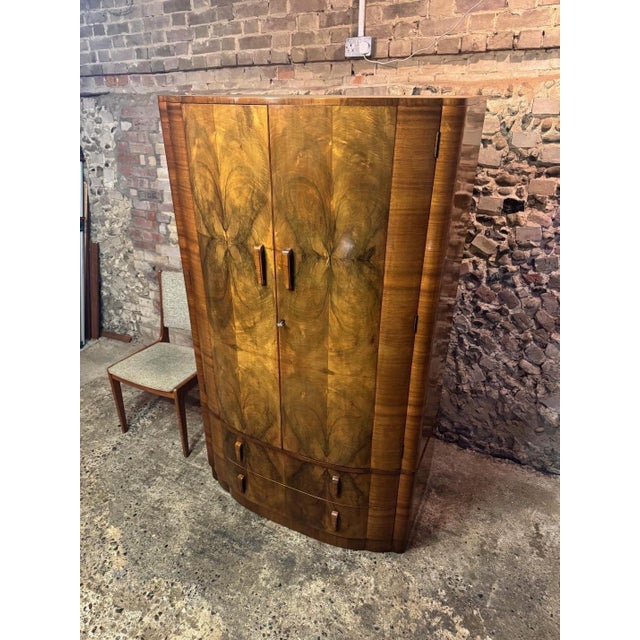 Vintage Art Deco Walnut Wardrobe, 1930s For Sale - Image 3 of 18