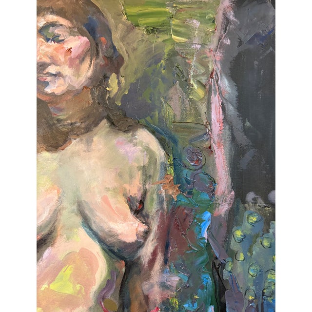 Figurative “Portrait of a Woman With Straw Hat”, Original Oil Painting, by Van Ness For Sale - Image 3 of 8