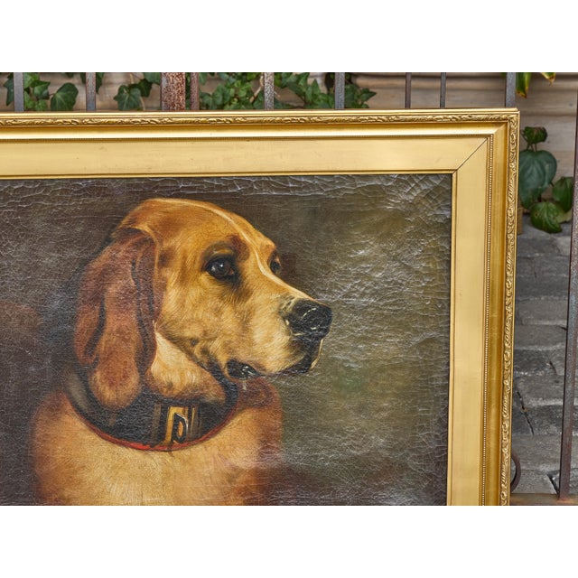 Victorian Oil Portrait of a Bloodhound Titled Odino, After Landseer, 1875 For Sale - Image 10 of 12