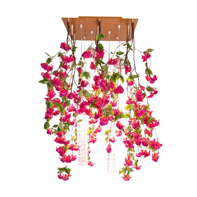 Flower Power Fuchsia Cascade Square Chandelier in Fuchsia Color from VGnewtrend, Italy For Sale