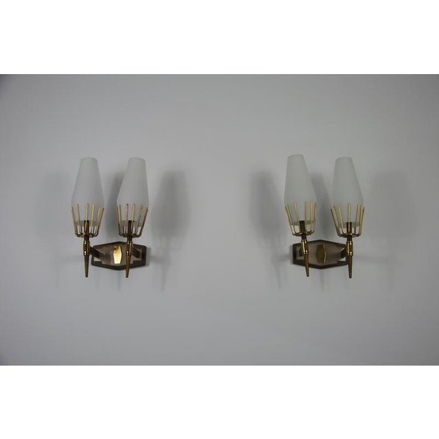 Gold Brass Wall Lamps from Stilnovo, Italy, 1960s, Set of 2 For Sale - Image 8 of 18
