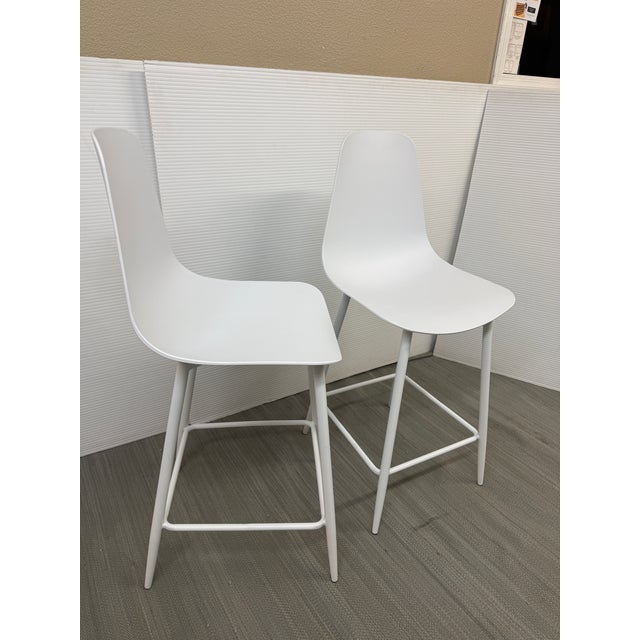 Article Svelti Pure White Counter Stools, Pair For Sale - Image 4 of 12