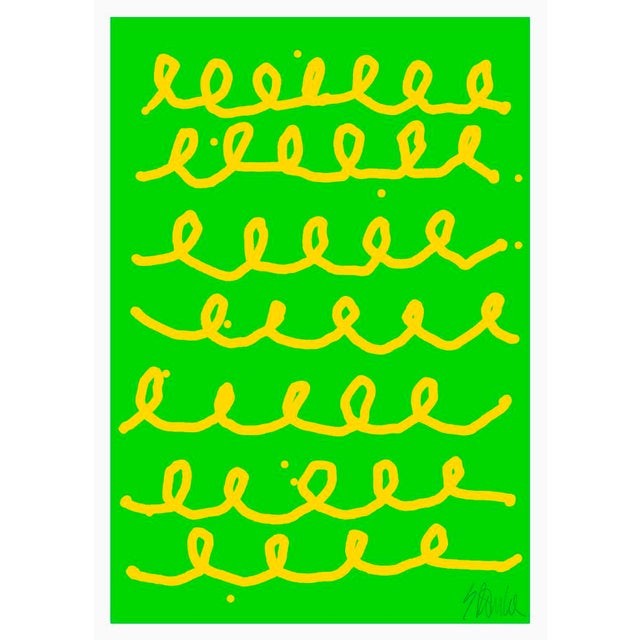 Bumpy Train Ride Yellow on Green Fine Art Print 43.5" X 61" by Liz Roache For Sale In Boston - Image 6 of 6