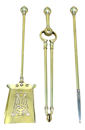 19th Century Brass Fire Tools, 1860s, Set of 3