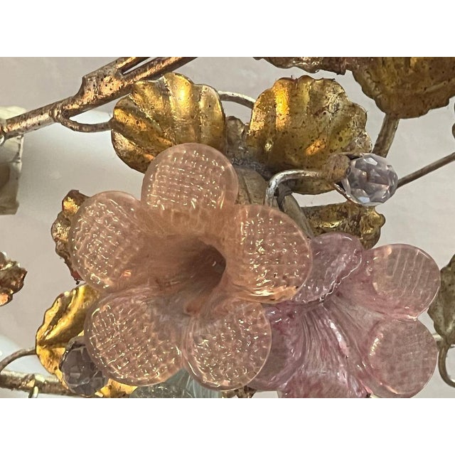 Pink Murano Glass Floral Chandelier, 1980s For Sale - Image 9 of 14