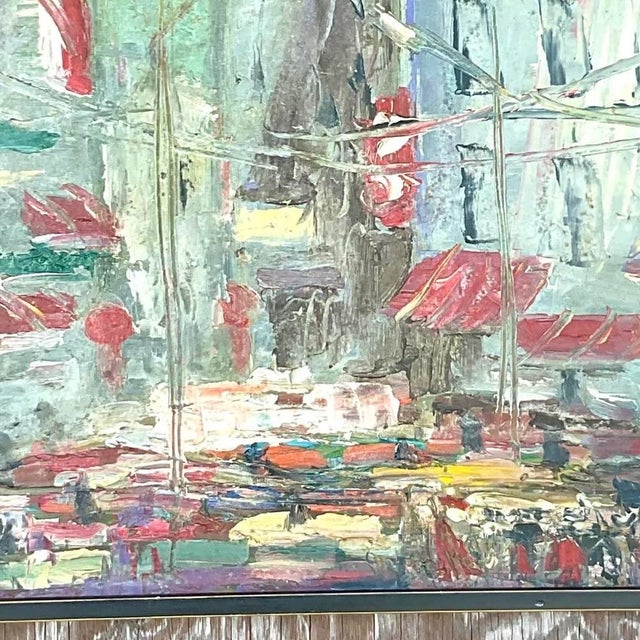 Vintage Boho Original Oil Impasto Abstract Expressionist Painting For Sale - Image 12 of 14