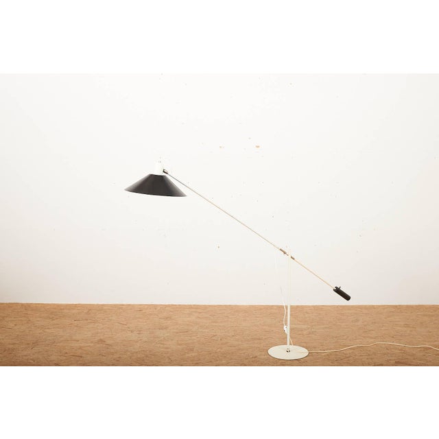 Floor lamp counterbalance, steel tube frame, white lacquered, black counterweight, black metal shade, e27 socket, many...