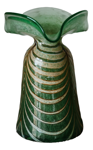 Vintage Iridescent Green Glass Vase, 1920s