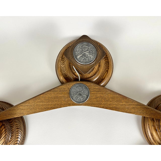 Vintage German Hunting Hangers in Handcrafted Wood and Pewter, 1950s, Set of 6 For Sale - Image 6 of 8