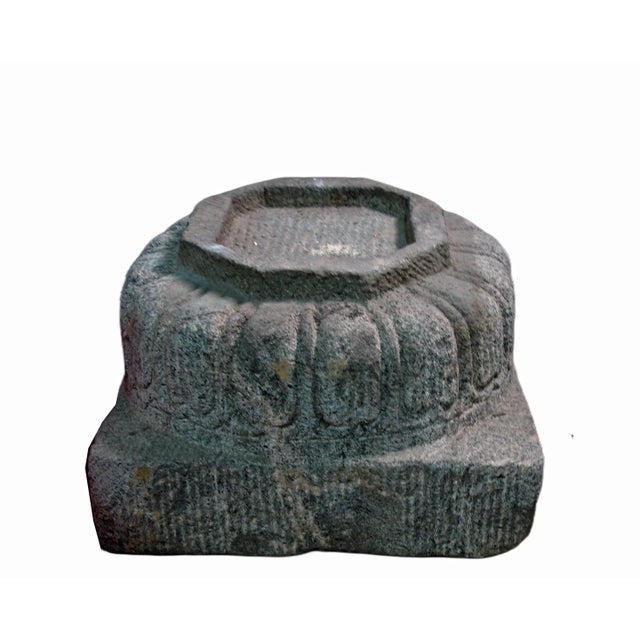 Chinese Antique Chinese Hand Carved Stone Pedestal For Sale - Image 3 of 12