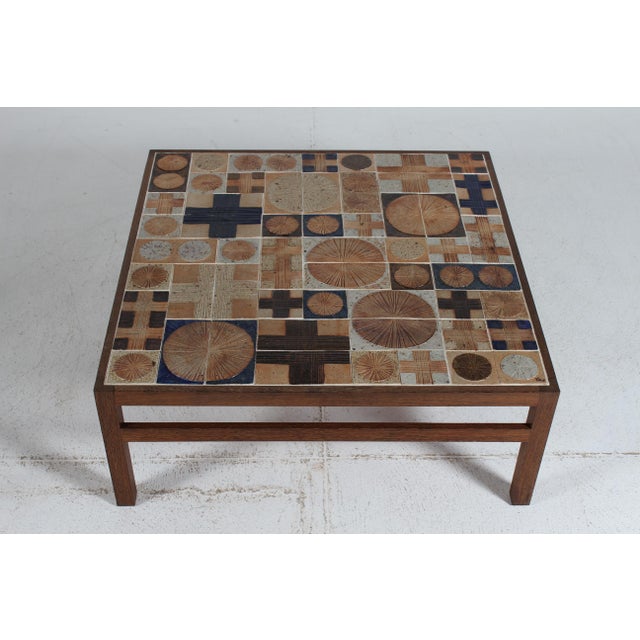 Beige Square Tile Top Coffee Table in Wengé from Tue Poulsen and Erik Wørts, Denmark, 1960s For Sale - Image 8 of 11