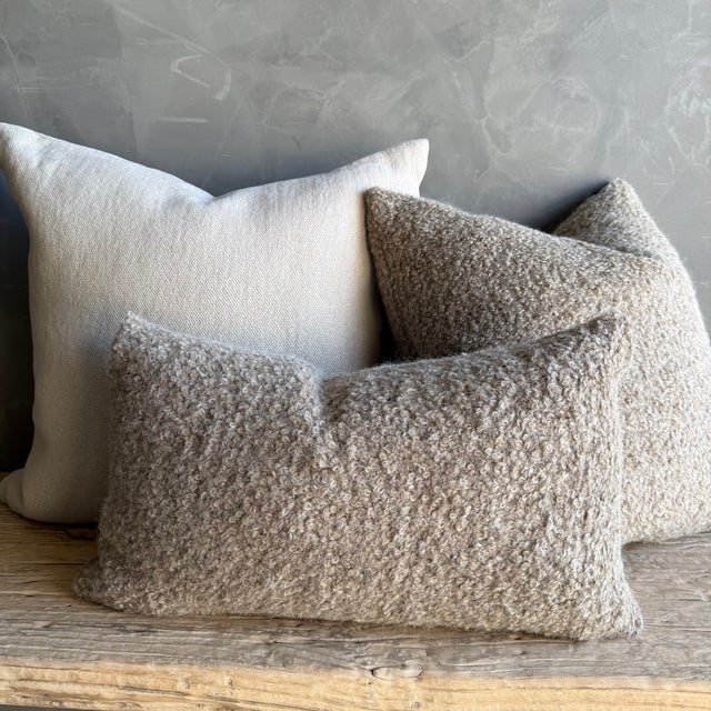 Mohair and Curly Wool Pillow Cover With Zipper For Sale - Image 4 of 10