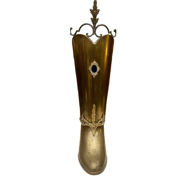 Mid-Century Modern Brass Boot-Shaped Umbrella Stand For Sale - Image 8 of 9