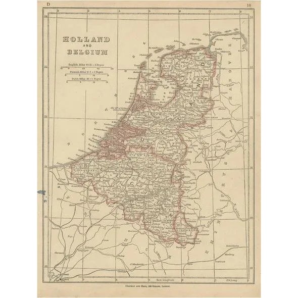 Mid 19th Century Antique Map of Holland and Belgium by Lowry, 1852 For Sale - Image 5 of 5