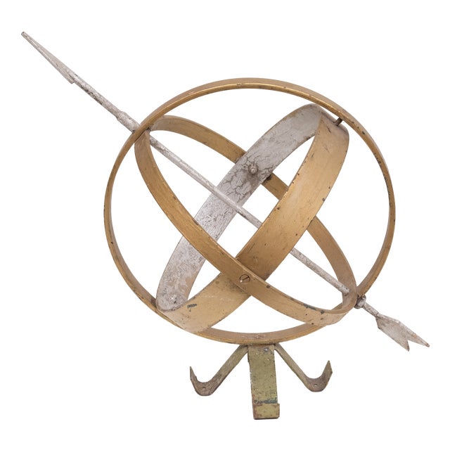 Vintage Handmade Metal Sundial, 1950s For Sale