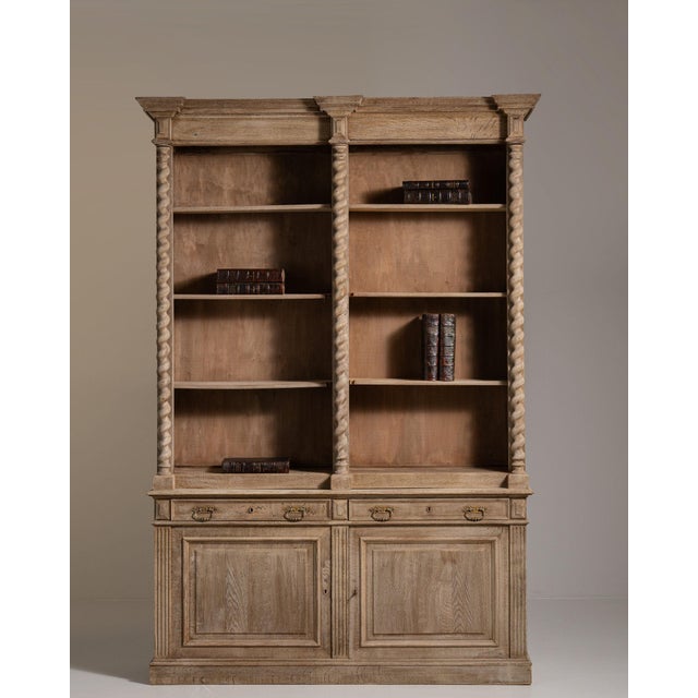 19th Century France Weathered Honey Oak Carved Oak Glazed Bookcase Hutch For Sale In Greensboro - Image 6 of 11