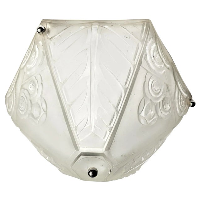Art Deco French Art Deco Hexagonal Flush Mount or Pendant Chandelier by Sabino For Sale - Image 3 of 6