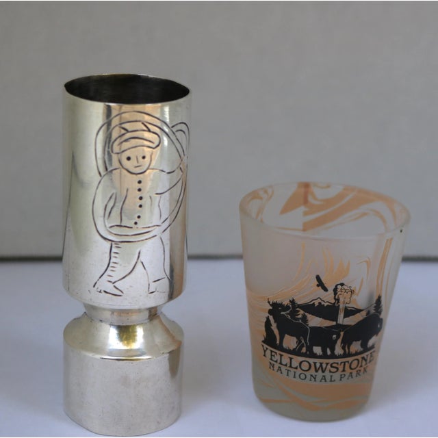 Late 20th Century Late 20th Century Rare Silver Plate Sanborns Double Jigger Holloware Barware With Etched Design For Sale - Image 5 of 8