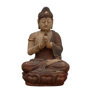 Antique Finely Carved Seated Buddha For Sale