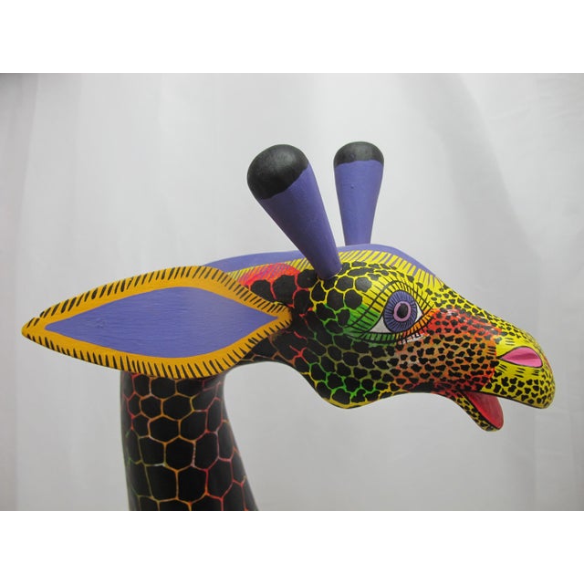 Oaxacan Alebrije Hand Carved Giraffe Mexico Wood Folk Art Large Animal Figurine For Sale In Portland, OR - Image 6 of 17