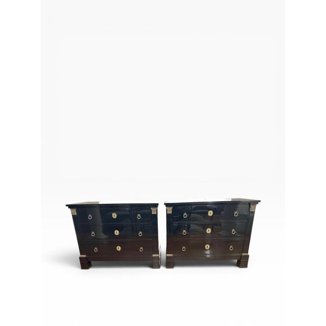Black Late 19th Century Ebonized Regency Chests of Drawers/Nightstands (A Pair) For Sale - Image 8 of 14