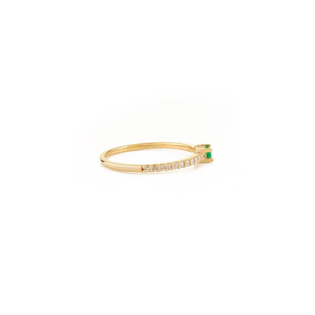 Not Yet Made - Made To Order Baguette Cut Emerald and Diamond Stacking Ring Size 5 For Sale - Image 5 of 11